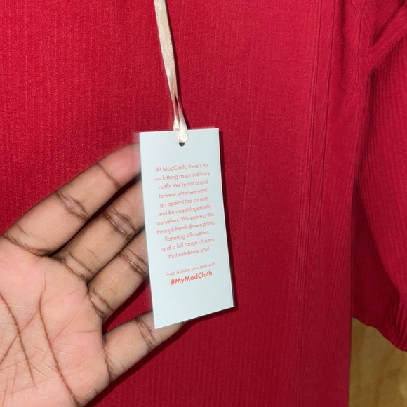 3X ModCloth Red Sweet Simplicity Long Sleeve Midi Dress - Picture 5 of 6